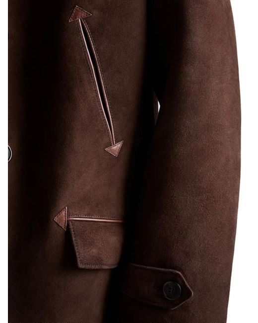 Prada Brown Shearling-Collar Suede Jacket for men