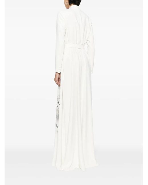 Saiid Kobeisy White Floral-Print Kaftan Dress