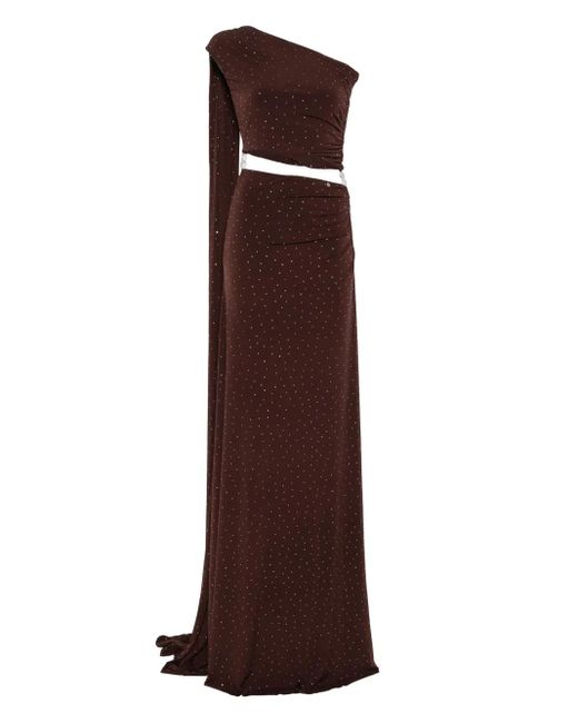 Nissa Avondjurk Verfraaid Met Stras in het Brown