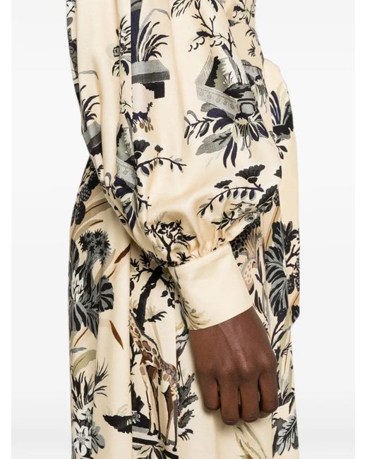 Etro Metallic Scenic-Print Tiered Maxi Dress