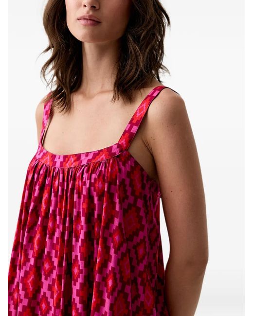 Benetton Red Geometric-Print Tie-Back Maxi Dress