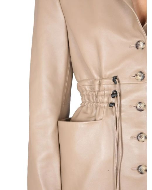 The Mannei White Gathered-Wait Blazer