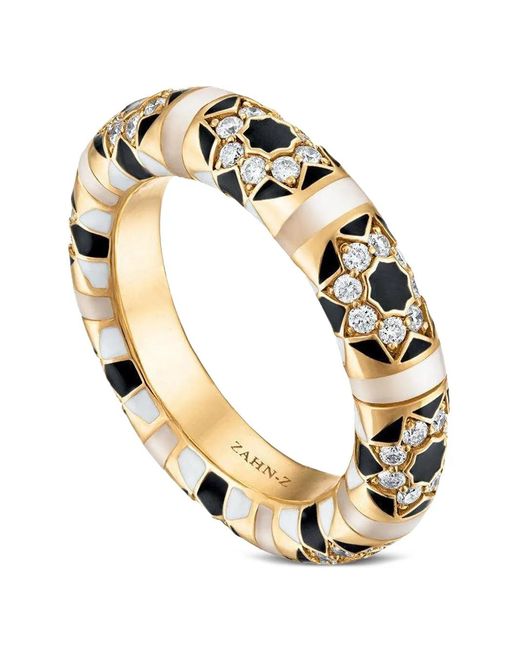 ZAHN-Z Metallic Sadaf Mother-Of-Pearl And Diamond Ring