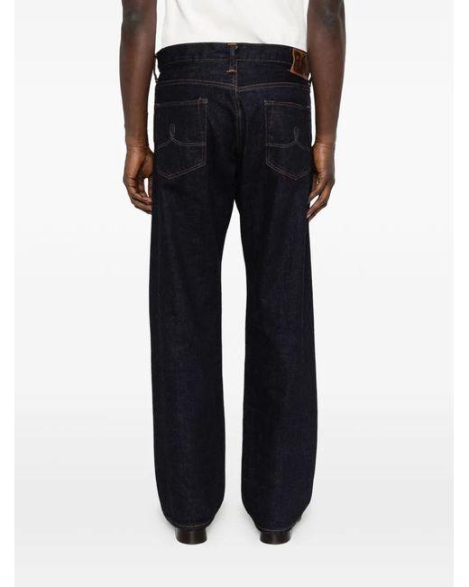 RRL Blue Selvedge Logo Button Trousers for men