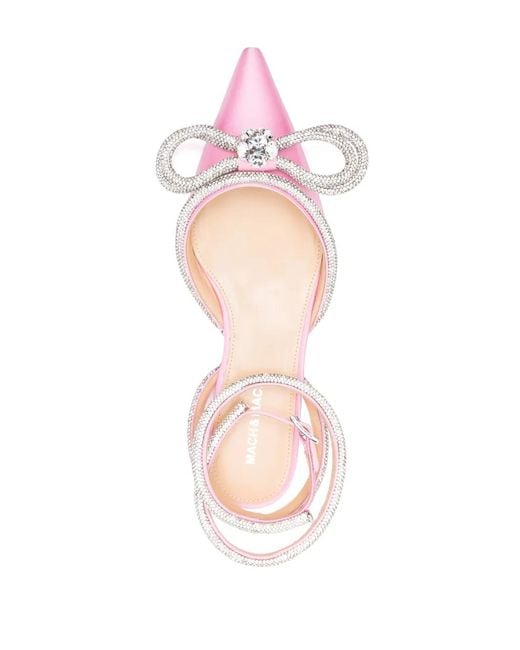 Mach & Mach Pink Double Bow Satin Flat Pumps