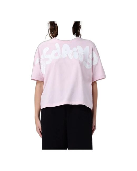 DISCLAIMER Pink Logo-Print T-Shirt