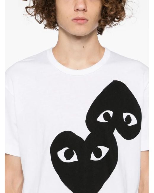 COMME DES GARÇONS PLAY White T-Shirt Mit Herz-Print