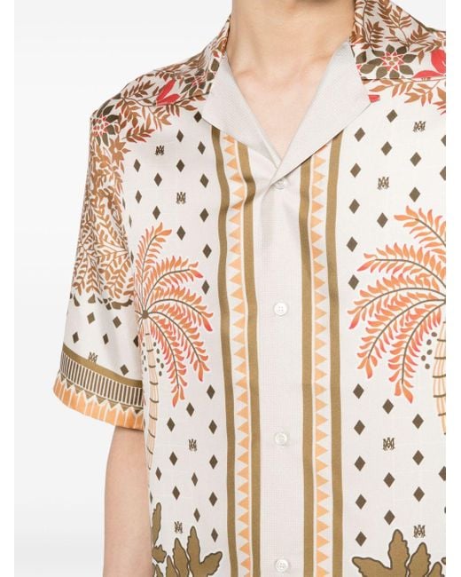 Amiri Multicolor Palm Tree Silk Bowling Shirt for men