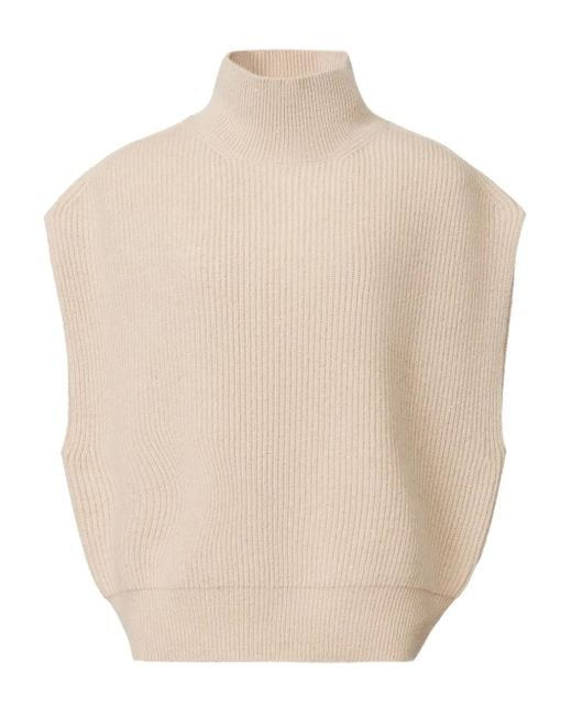 Fabiana Filippi Natural High-Neck Ribbed-Knit Vest