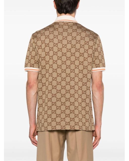 Gucci Natural GG-jacquard Piqué Polo Shirt for men