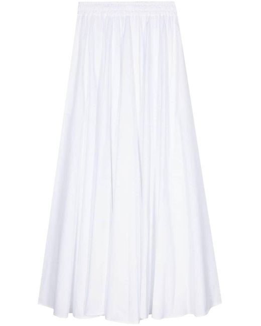 Aspesi White Pleated Poplin Maxi Skirt