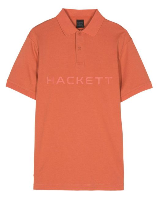 Hackett Poloshirt mit Logo-Print in Orange für Herren