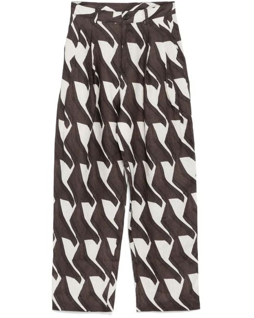 JNBY White Pattern-Printed Tapered Trousers
