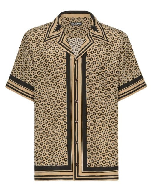 Dolce & Gabbana Seidenhemd mit Monogramm-Print in Multicolor für Herren