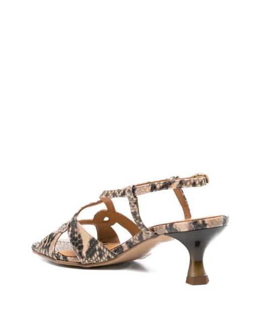 Pedro Miralles Metallic 60Mm Snakeskin-Effect Crisscross Sandals