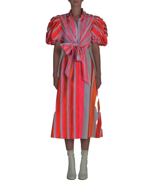 Silvia Tcherassi Red Pavia Striped Midi Dress