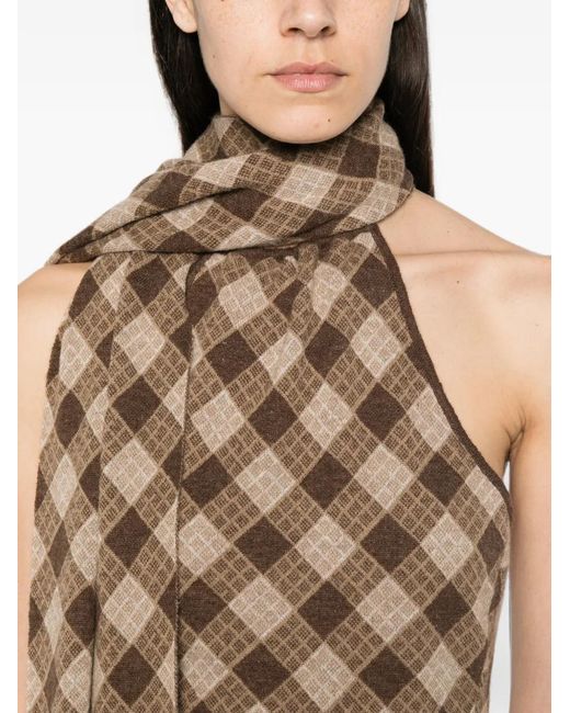 AYA MUSE White Checkered Halterneck Blouse