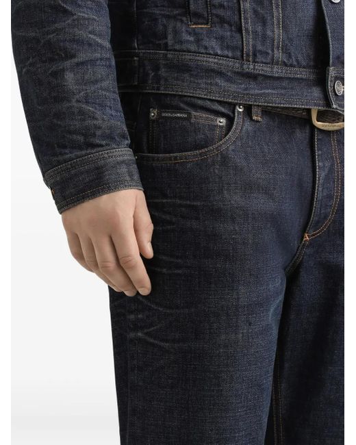 メンズ Dolce & Gabbana ロゴプレート ジーンズ Blue