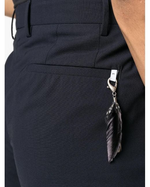 PT Torino Blue High-Waisted Tailored Trousers for men