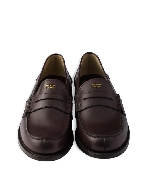 Prada Brown Leather Loafers for men