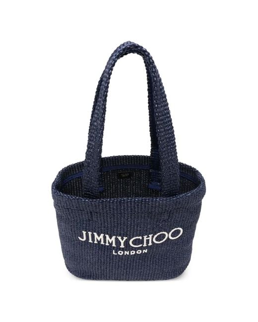 Jimmy Choo Blue East-West Logo Tote Bag