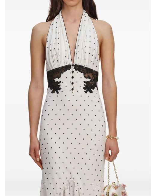 Self-Portrait Natural Lace-Trimmed Polka-Dot Dress
