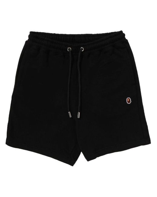 A Bathing Ape Black Embroidered-logo Cotton Shorts for men