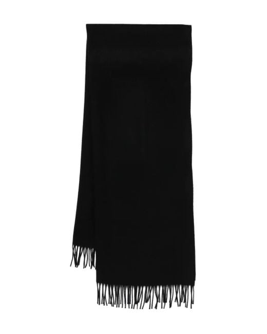Etudes Studio Black Fringed Wool Scarf for men