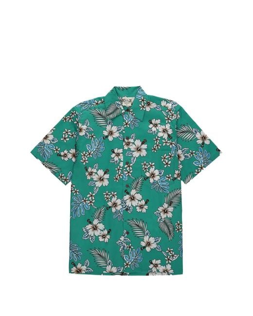 Fortela Green Tropical-Print Short-Sleeve Shirt for men