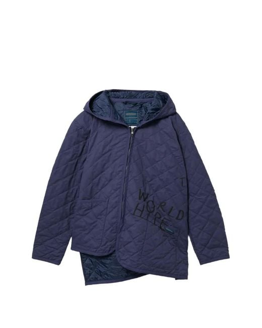 Comme des Garçons Blue Hooded Quilted Jacket for men