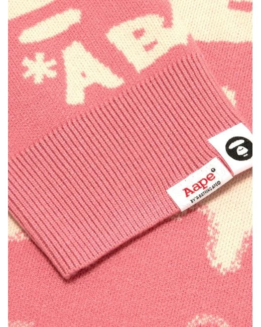 Aape By A Bathing Ape Pink Logo Crew-Neck Sweater for men