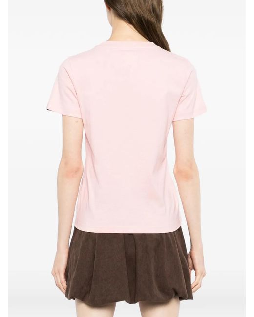 SPORT b. by agnès b. Pink Logo-Print Round Neck T-Shirt