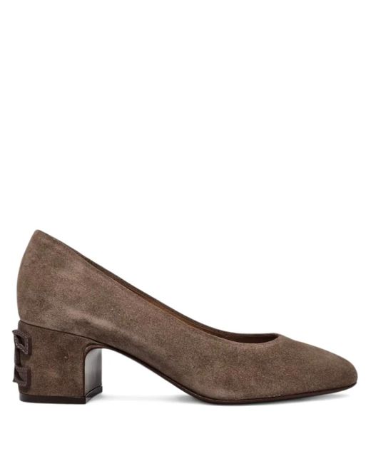 Casadei Brown Cutout Block-Heel Pumps