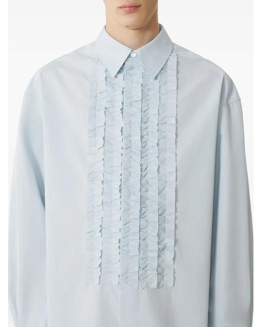 Lanvin Blue Ruffled Shirt for men