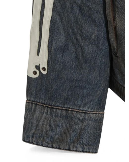 Amiri Black Skels Leather-Patch Denim Jacket for men