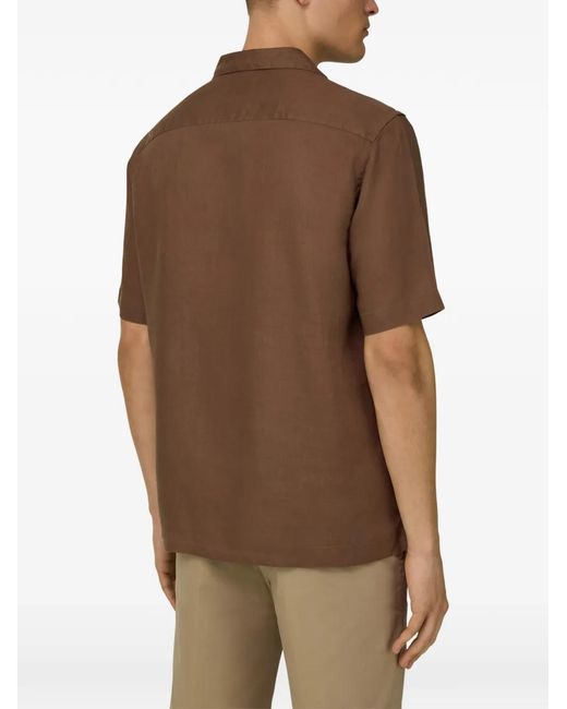 Boggi Brown Regular Fit Linen Shirt for men