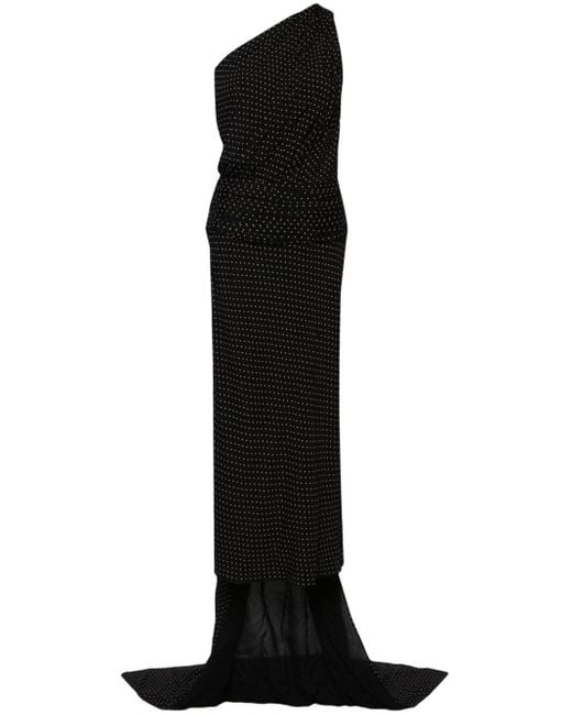 N°21 Black Ruched One-shoulder Midi Dress