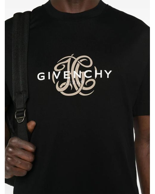 Givenchy Black Logo-Print T-Shirt for men