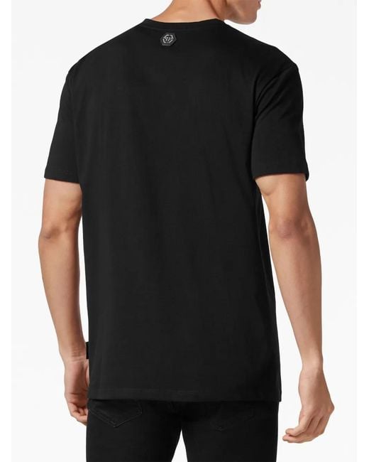 Philipp Plein Black Gothic Logo-Patch T-Shirt for men