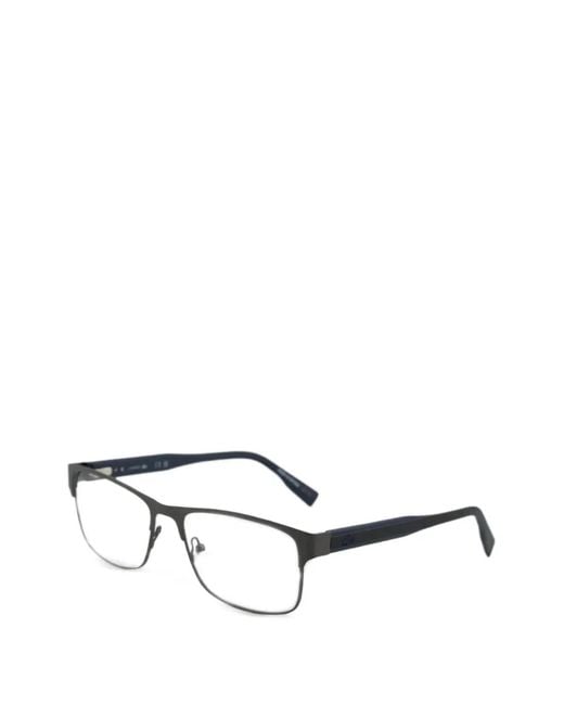 Lacoste Gray Matte-Finish Rectangle-Frame Glasses for men