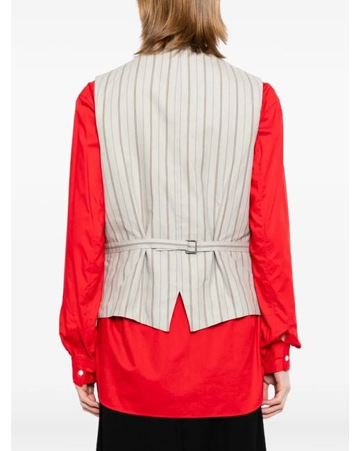 Yohji Yamamoto Natural Nubuck Leather Long-Belt Waistcoat for men