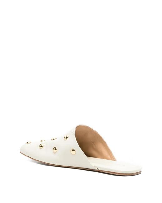 Chloé White Rita Studded Mules