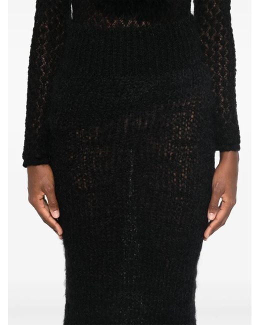 Blumarine Black Chunky-Knit Midi Skirt