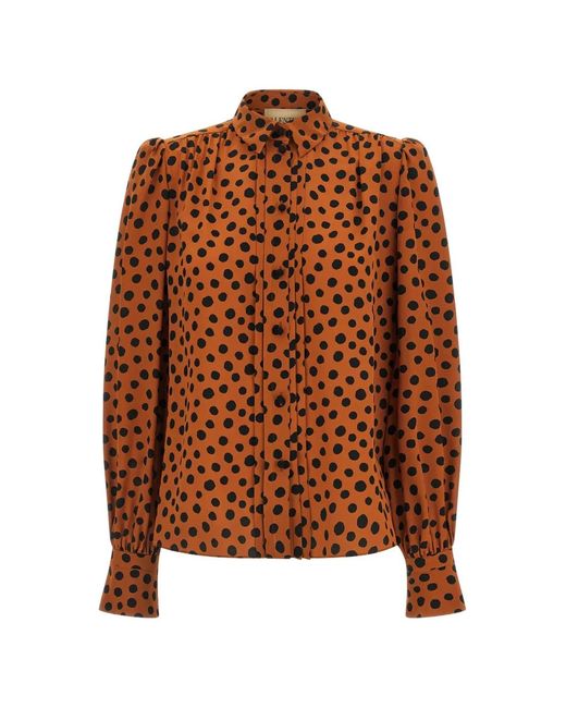 Valentino Garavani Brown Polka-Dot-Print Shirt