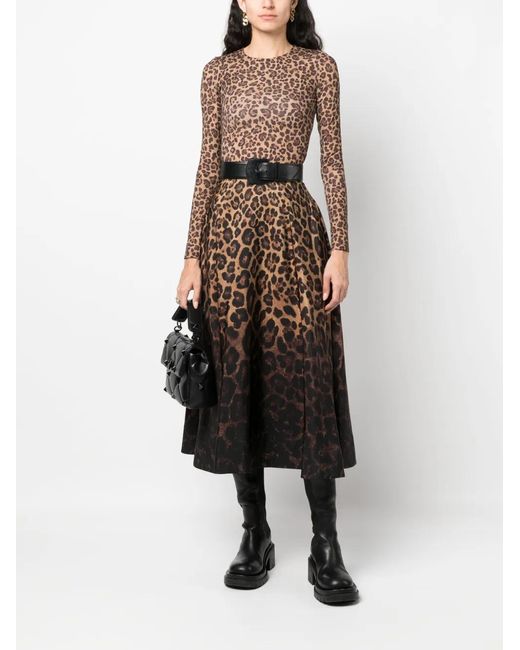 Valentino Garavani Brown Animalier-Print Jersey Bodysuit