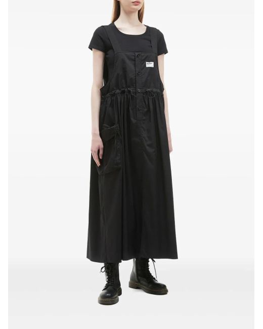 Musium Div. Black Logo-Patch Midi Dress
