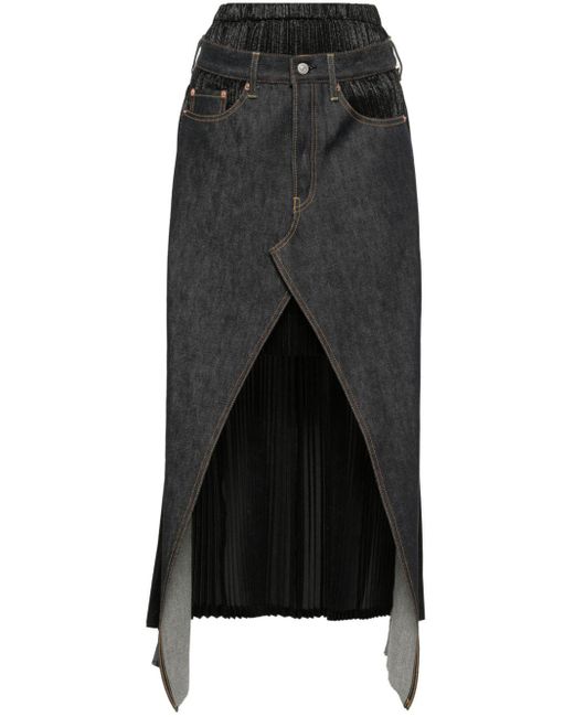 Junya Watanabe Black Deconstructed Asymmetric Denim Skirt