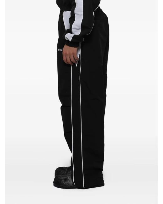 Rhude Black Side-Stripe Track Pants for men