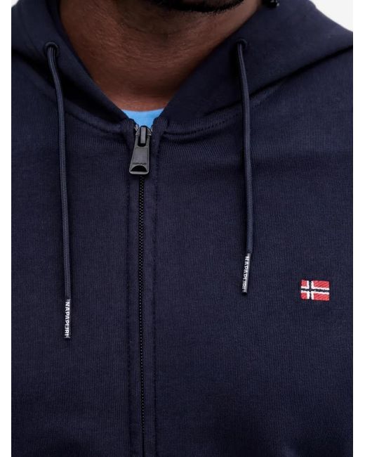 Napapijri Blue Zip-Up Hoodie for men