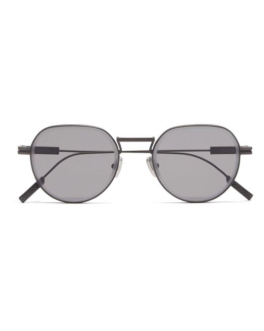 Zegna Sonnenbrille mit rundem Gestell in Gray für Herren